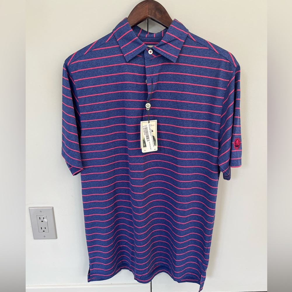 NWT - Donald Ross Golf Polo - S - Navy with Red Stripes